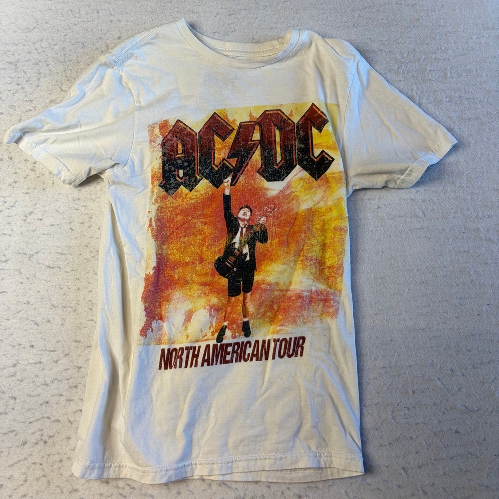 AC/DC Graphic T-Shirt Unisex Small White North American Tour 2022